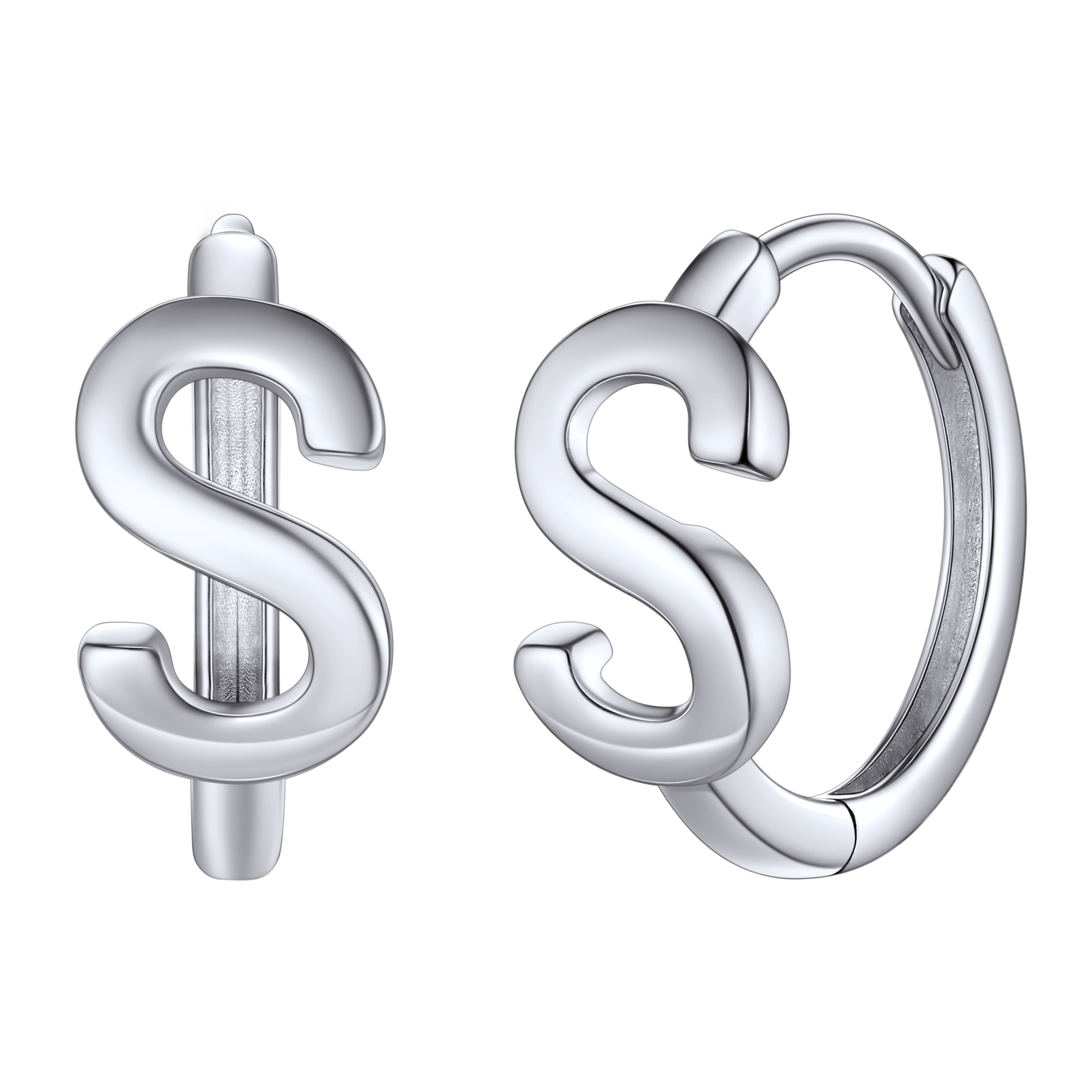 Sterling Silver Initial Letter A-z Hoop Earrings for
