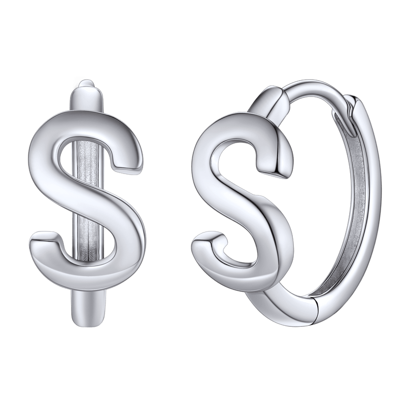 Sterling Silver Initial Letter A-z Hoop Earrings for