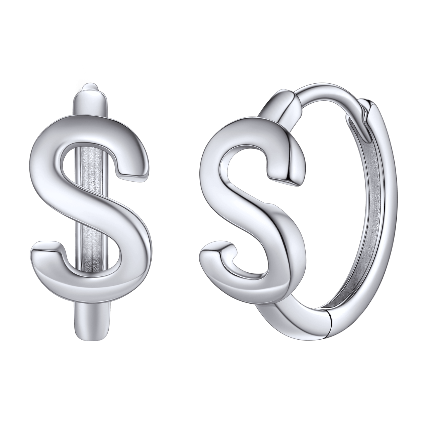 Sterling Silver Initial Letter A-z Hoop Earrings for