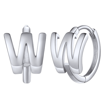 Sterling Silver Initial Letter A-z Hoop Earrings for