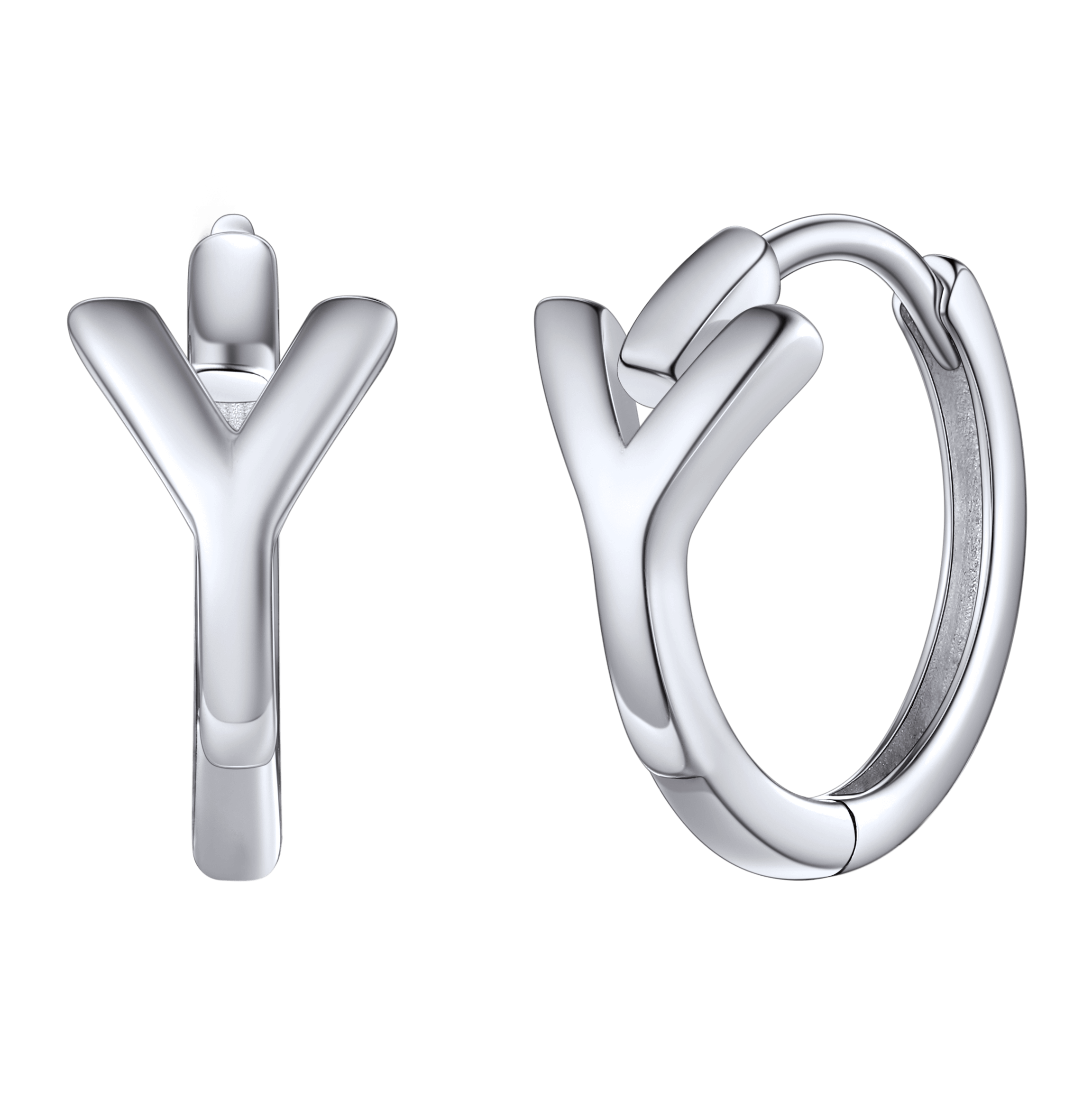 Sterling Silver Initial Letter A-z Hoop Earrings for