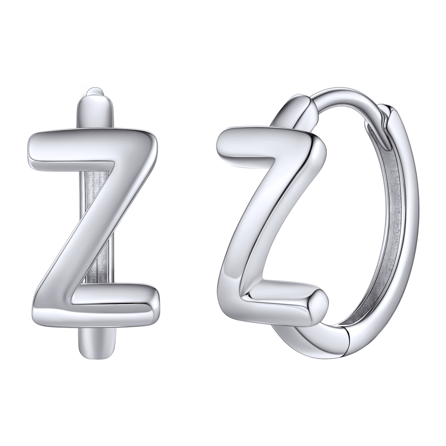 Sterling Silver Initial Letter A-z Hoop Earrings for