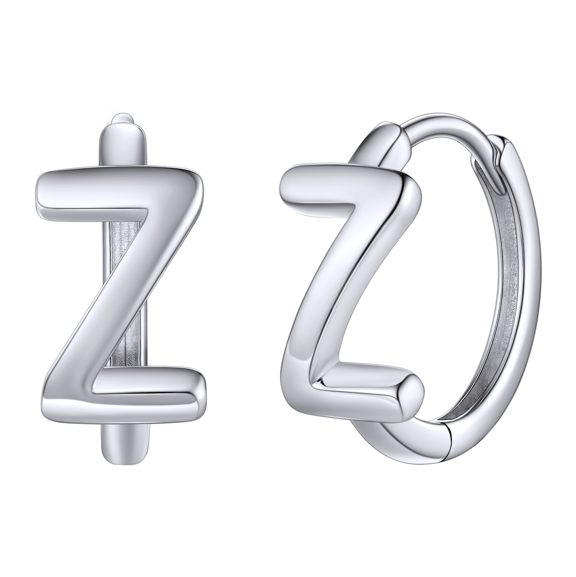 Sterling Silver Initial Letter A-z Hoop Earrings for