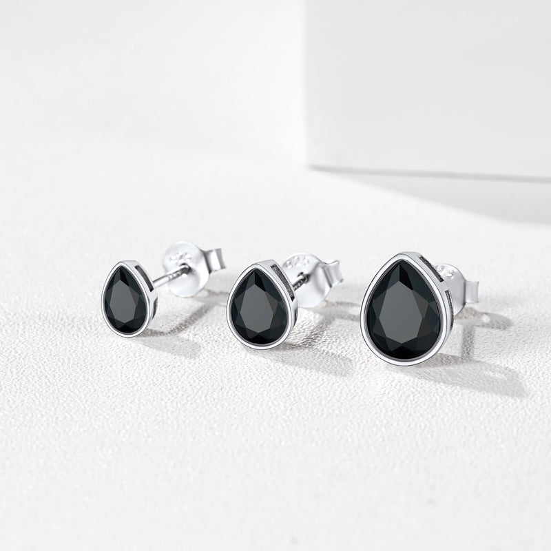 Flash Silver Water Drop Cubic Zirconia Stud Earrings for