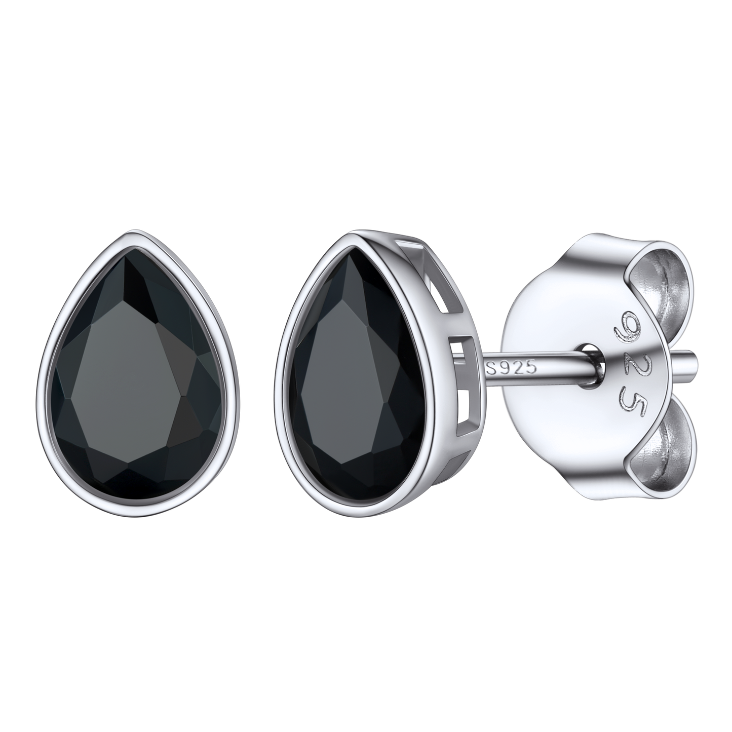 Flash Silver Water Drop Cubic Zirconia Stud Earrings for