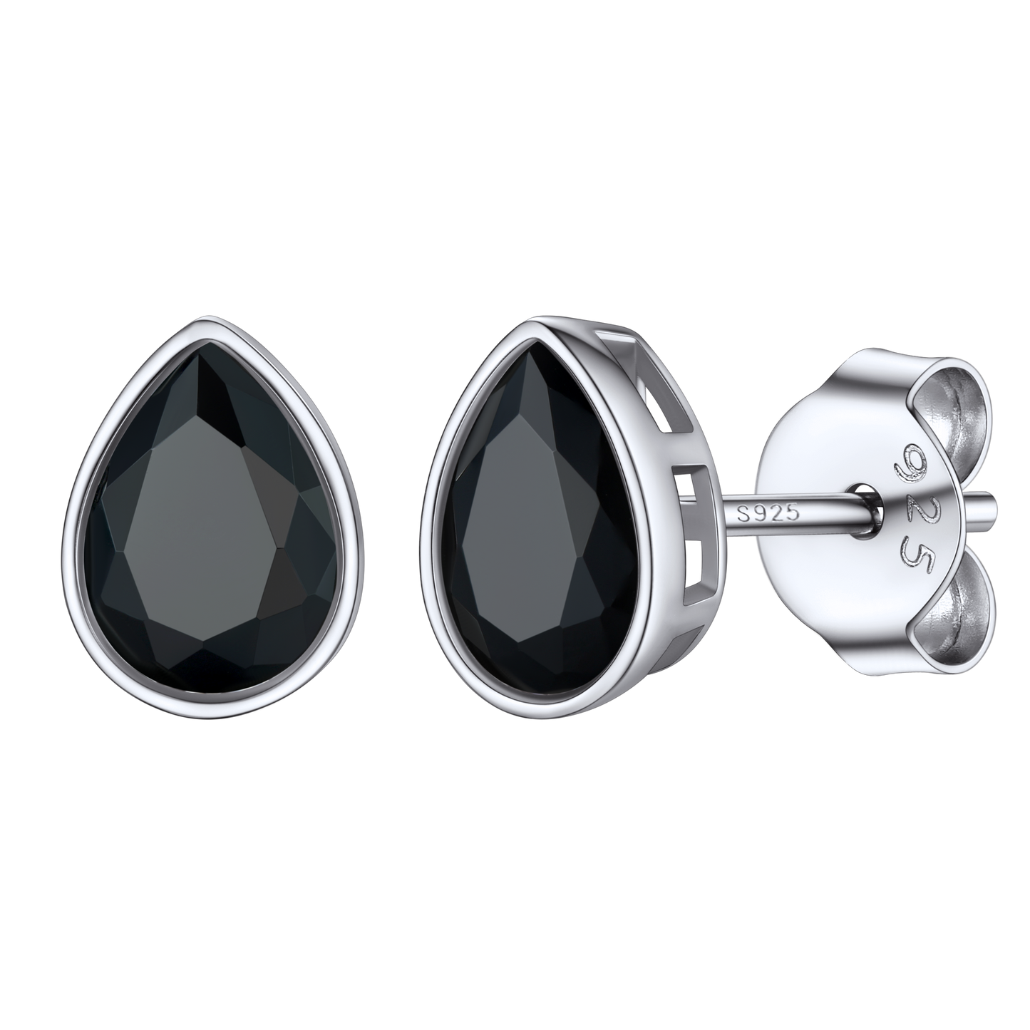 Flash Silver Water Drop Cubic Zirconia Stud Earrings for