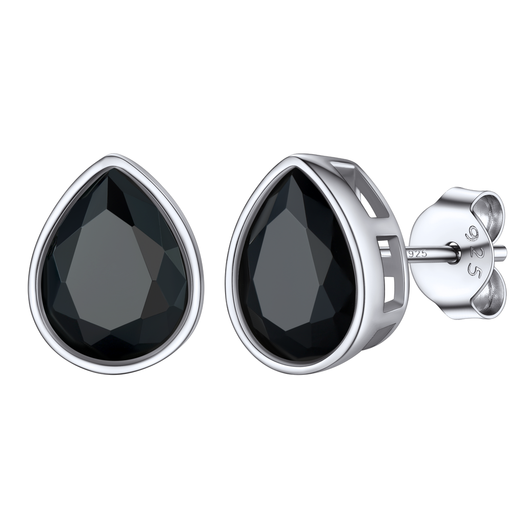 Flash Silver Water Drop Cubic Zirconia Stud Earrings for