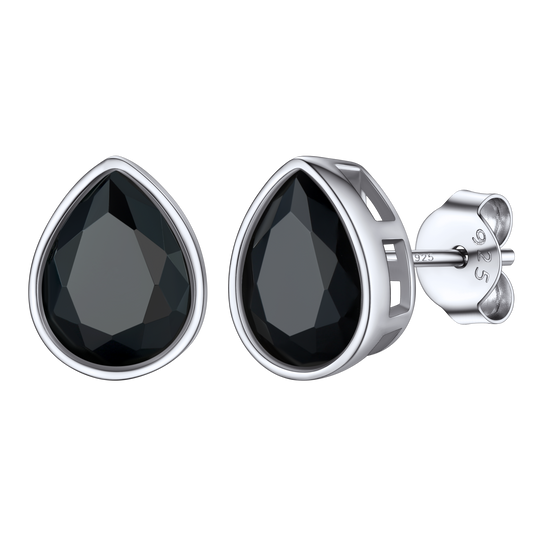Flash Silver Water Drop Cubic Zirconia Stud Earrings for