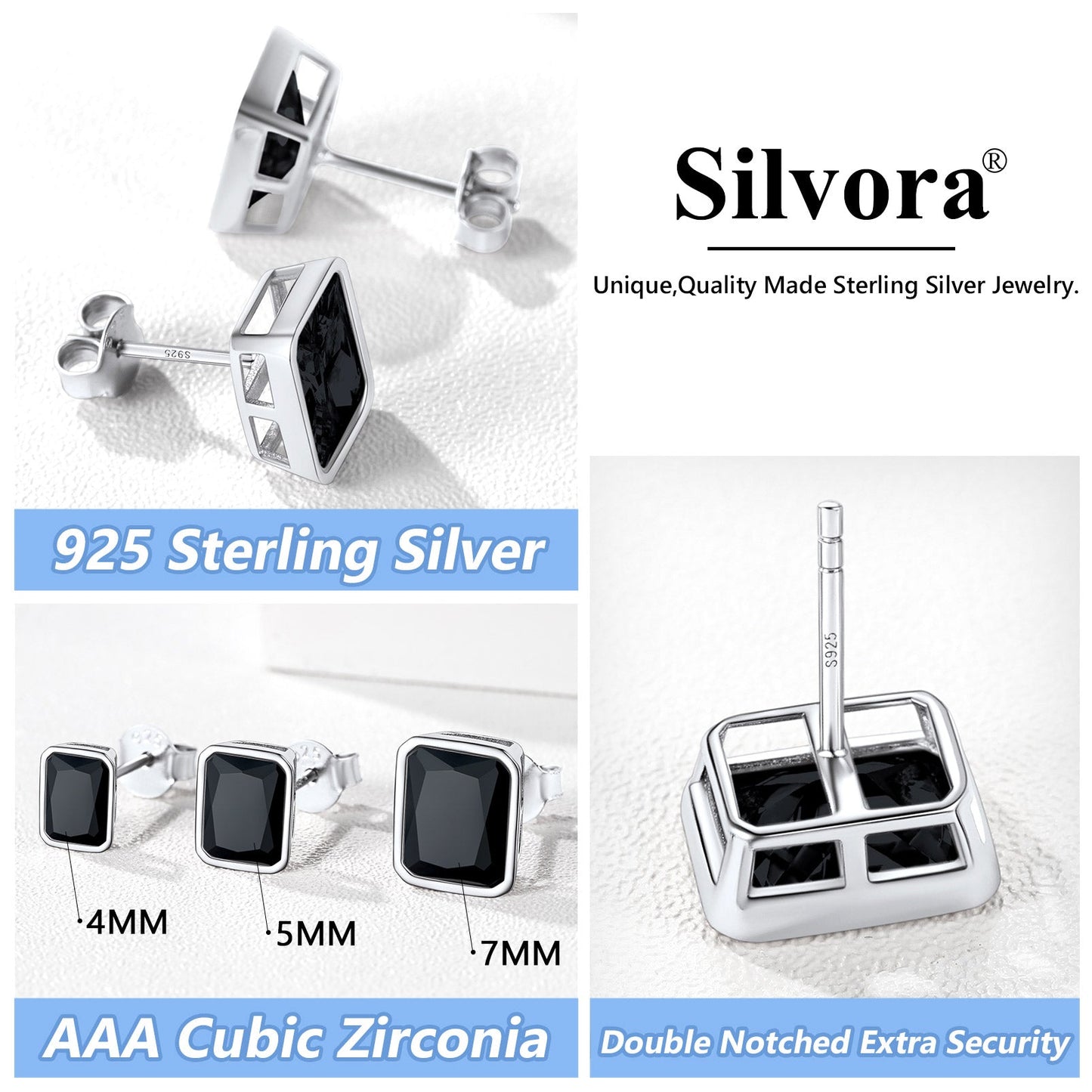 Flash Sterling Silver Stud Earrings for