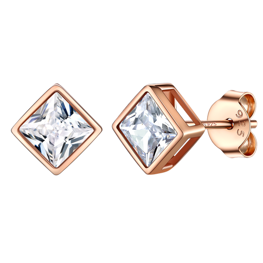 Flash Square Stud Earrings 5mm 7mm Width Sterling Silver