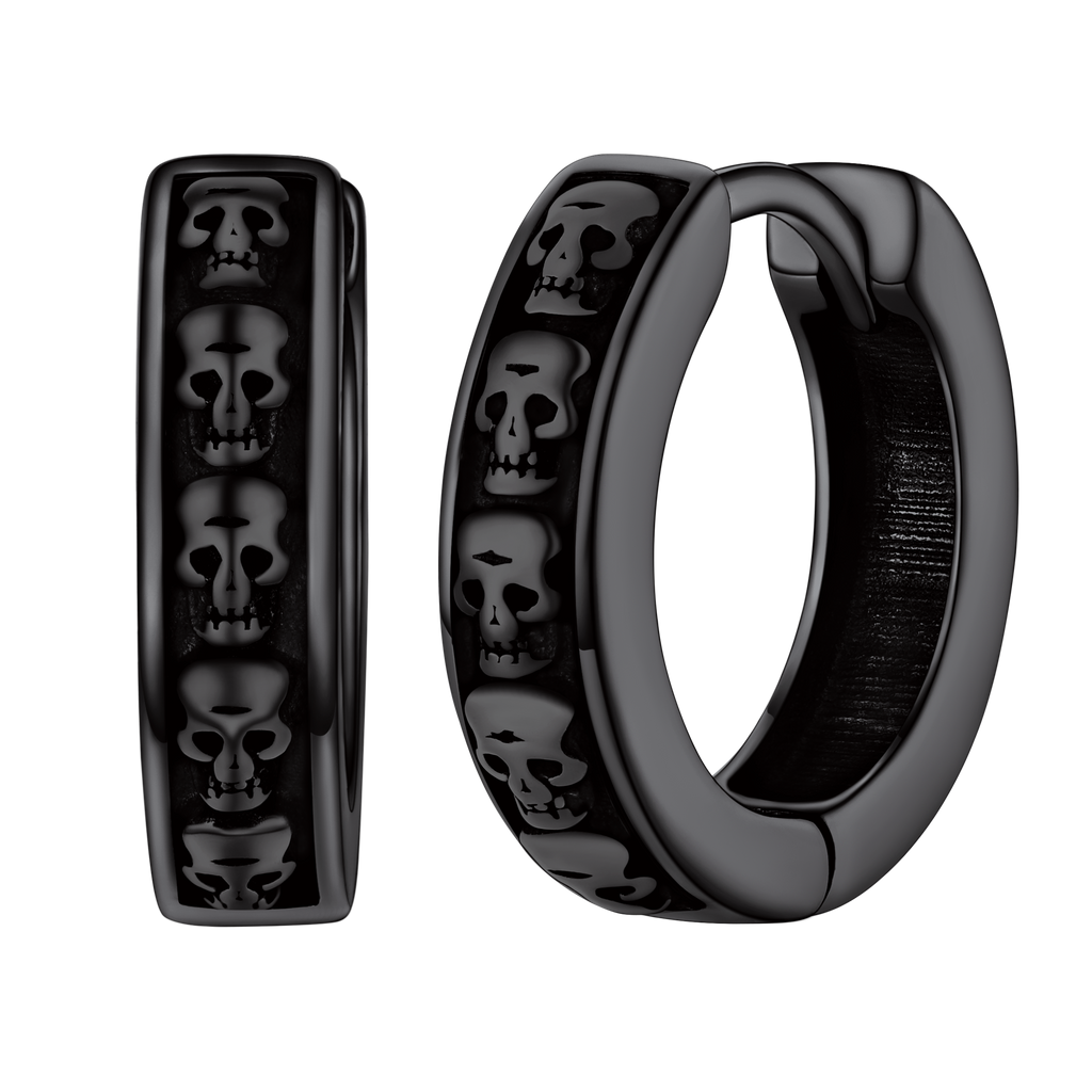 Gothic Skull Huggie Hoop Earrings for