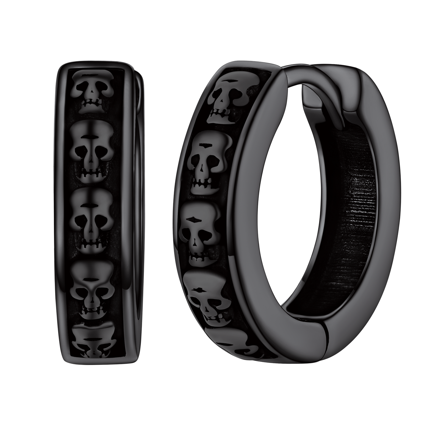 Gothic Skull Huggie Hoop Earrings for