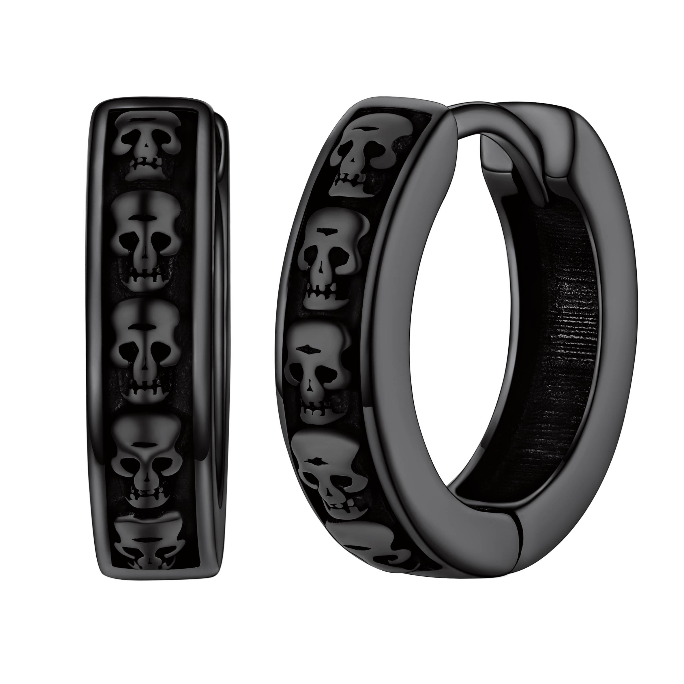 Gothic Skull Huggie Hoop Earrings for