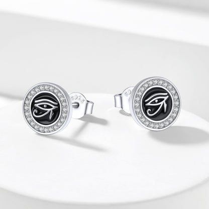 Sterling Silver Eye of Ra Stud Earrings for
