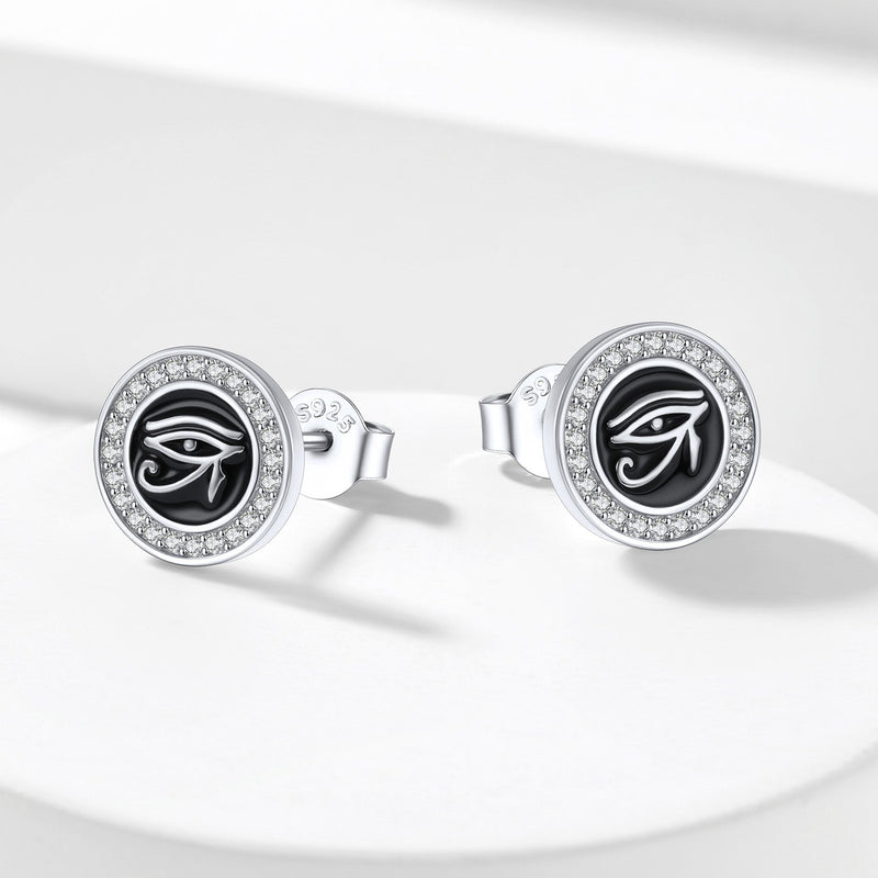 Sterling Silver Eye of Ra Stud Earrings for