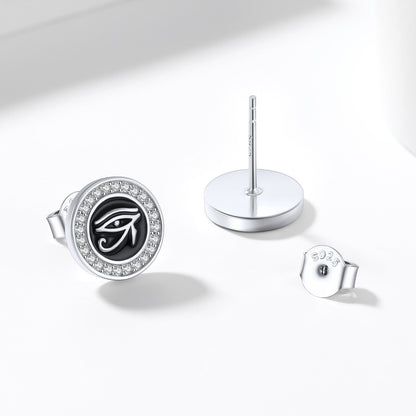Sterling Silver Eye of Ra Stud Earrings for