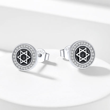 Silver Zircon Star of David Stud Earrings for