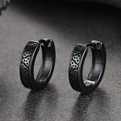 Sterling Silver Celtic Knot Huggie Hoop Earrings for
