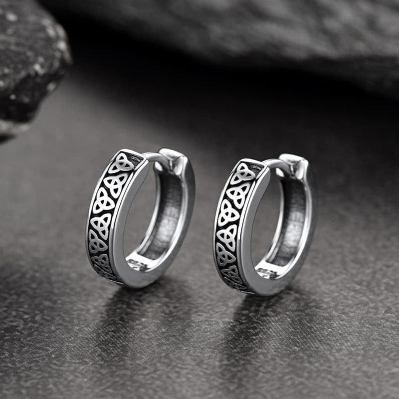 Sterling Silver Celtic Knot Huggie Hoop Earrings for
