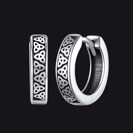 Sterling Silver Celtic Knot Huggie Hoop Earrings for
