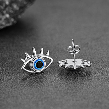 Sterling Silver Evil Eye Stud Earrings for