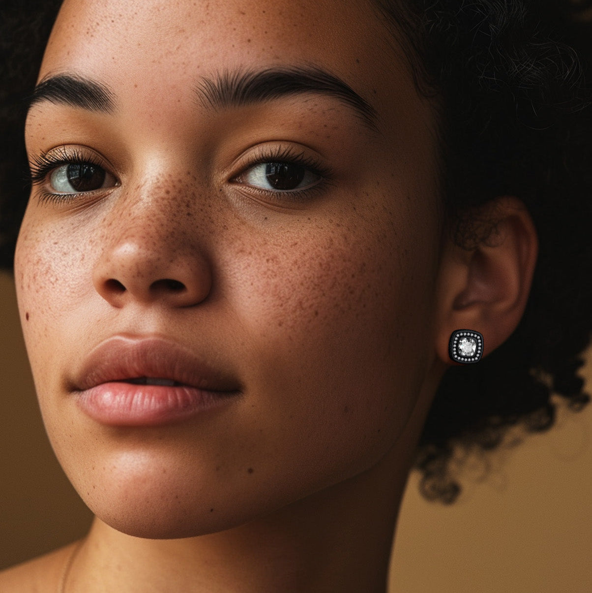 6mm Cushion Cut Diamond Halo Stud Earrings in Sterling Silver