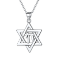 Silver Hebrew Jewish Pendant Necklace for