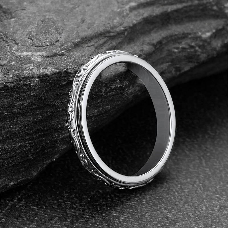 Sterling Silver Celtic Fidget Anxiety Band Ring for Couple