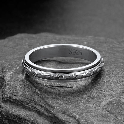 Sterling Silver Celtic Fidget Anxiety Band Ring for Couple