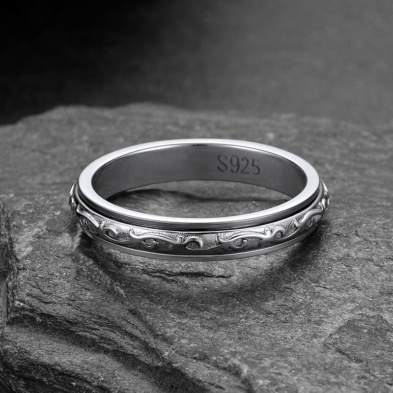 Sterling Silver Celtic Fidget Anxiety Band Ring for Couple