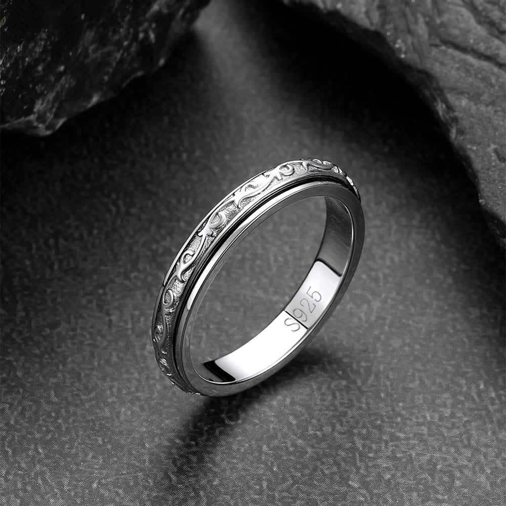 Sterling Silver Celtic Fidget Anxiety Band Ring for Couple