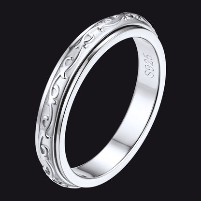 Sterling Silver Celtic Fidget Anxiety Band Ring for Couple