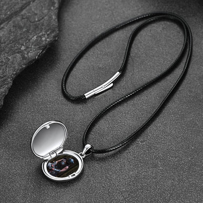 Personalized Photo Locket Necklace With Viking Compass for