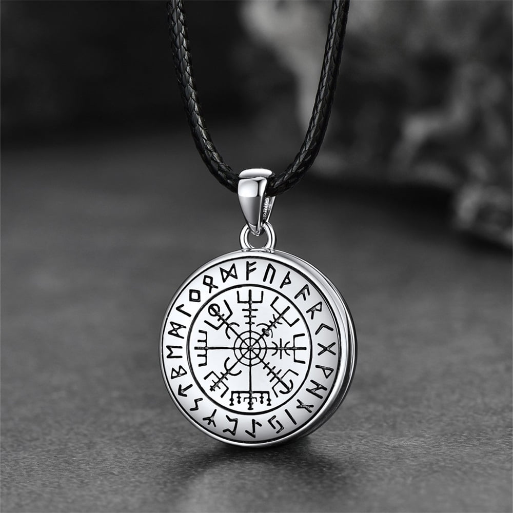 Personalized Photo Locket Necklace With Viking Compass for