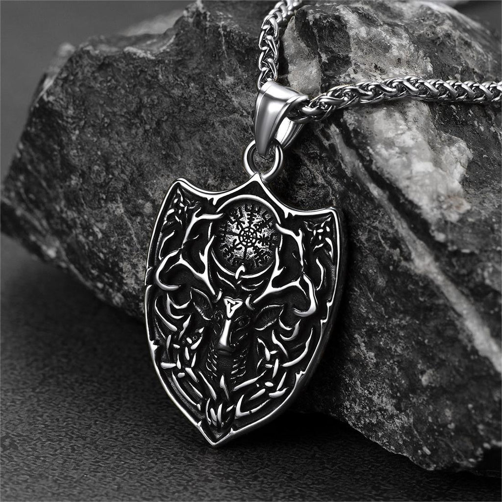 Flash Norse Viking Compass Deer Necklace for