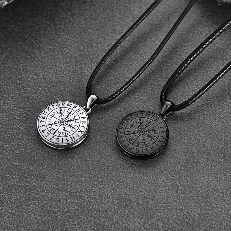 Personalized Photo Locket Necklace With Viking Compass for