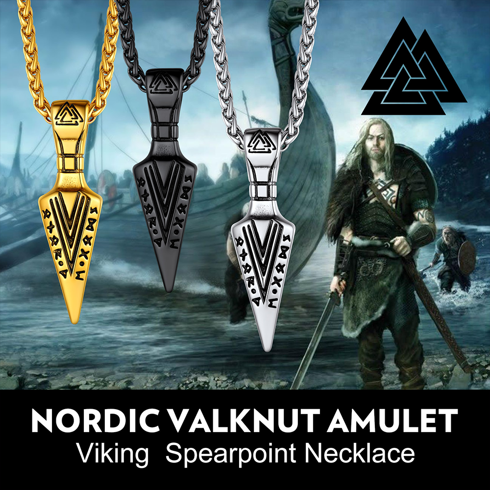 Viking Odin Gungnir Sword Necklace With Runes for