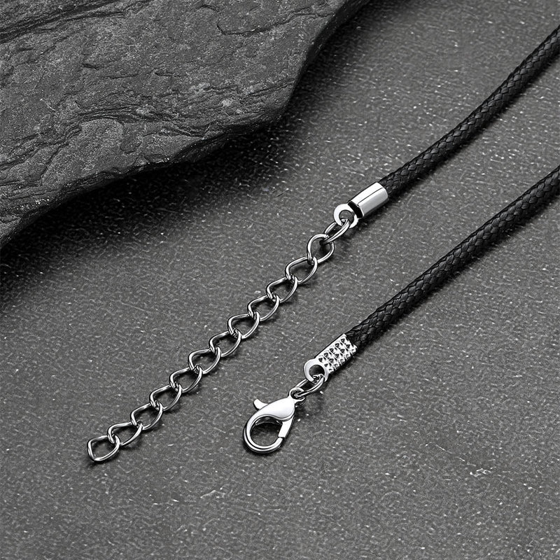 Dragon Circle Necklace With Leather Chain for