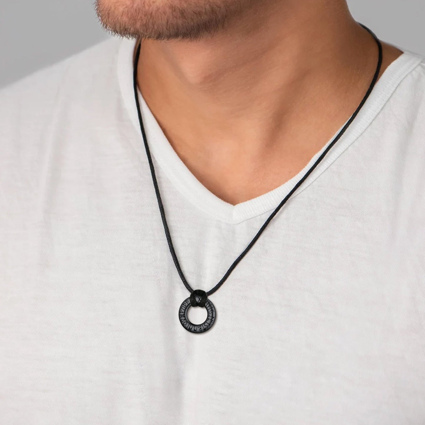 Norse Viking Rune Circle Chain Necklace for