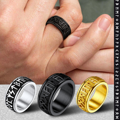 Norse Viking Rune Fidget Anxiety Band Ring for