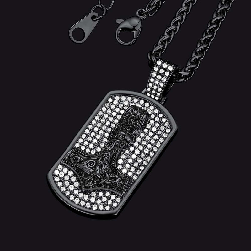 Viking Thor's Hammer Dog Tag Pendant Necklace for