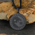 Viking Wolf Coin Necklace for With Runes