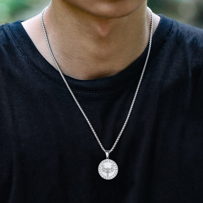 Flash Stainless Steel Norse Viking Deer Necklace for