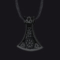 Viking Axe Compass Braided Leather Necklace for Dad