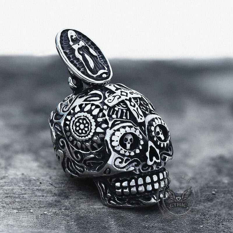 Cross Sugar Skull Pendant