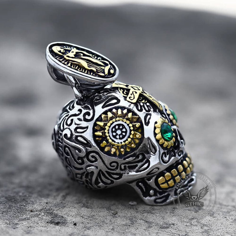 Cross Sugar Skull Pendant