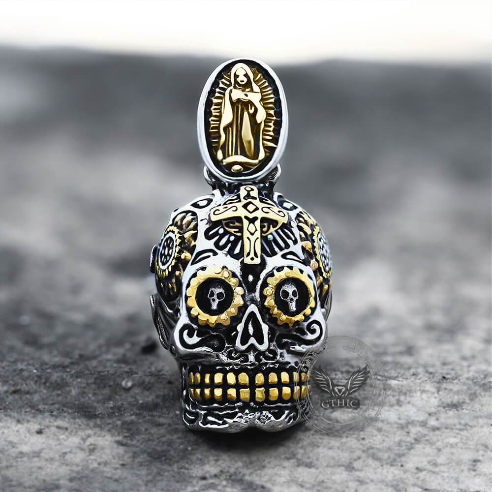 Cross Sugar Skull Pendant