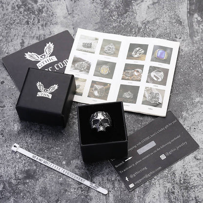 Pattern Stainless Steel Skull Ring