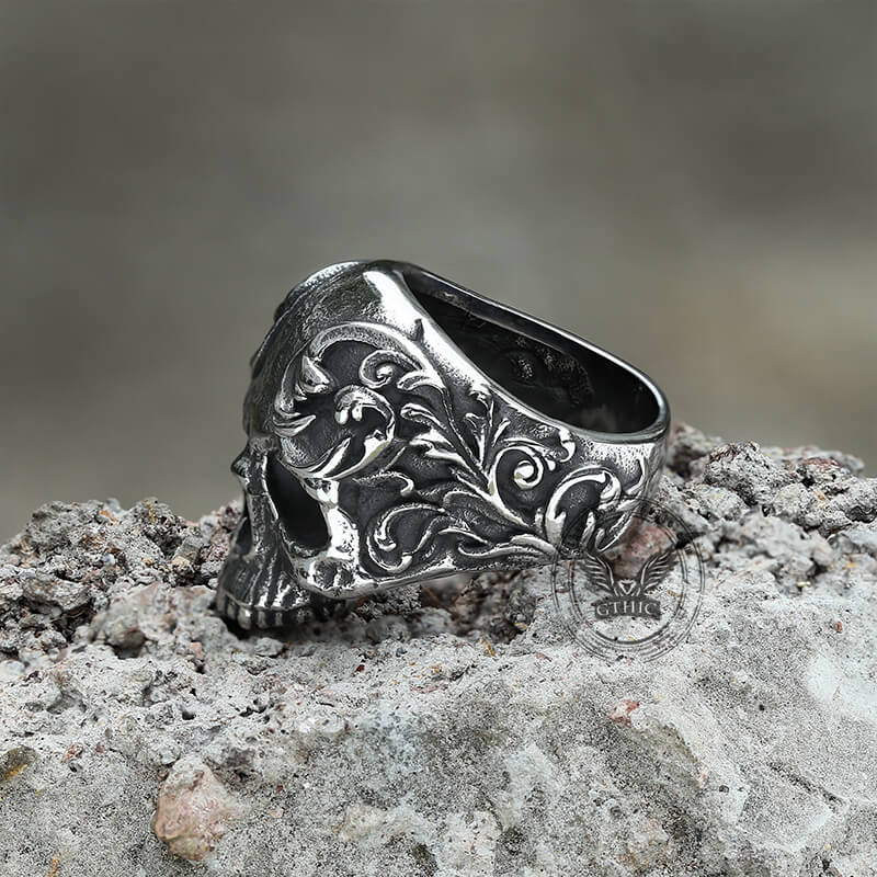 Pattern Stainless Steel Skull Ring