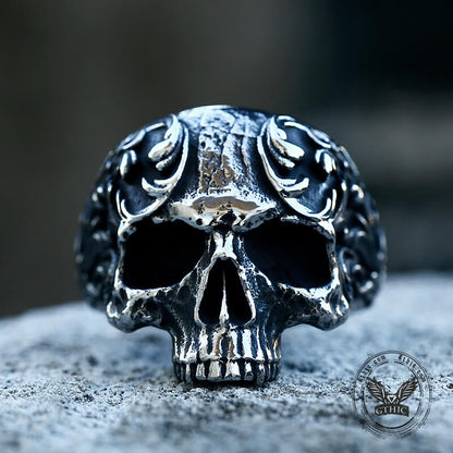 Pattern Stainless Steel Skull Ring
